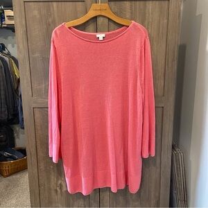 J Jill XL Linen Blend Sweater Tunic Pink Boat Neck